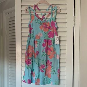The Children's Place Tropical Floral Dress in Blue and Pink